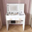 Bureau de meuble-lavabo rabattable avec miroir à DEL et prise de courant intégrée - coiffeuse de maquillage avec 2 tiroirs, rangement ouvert
