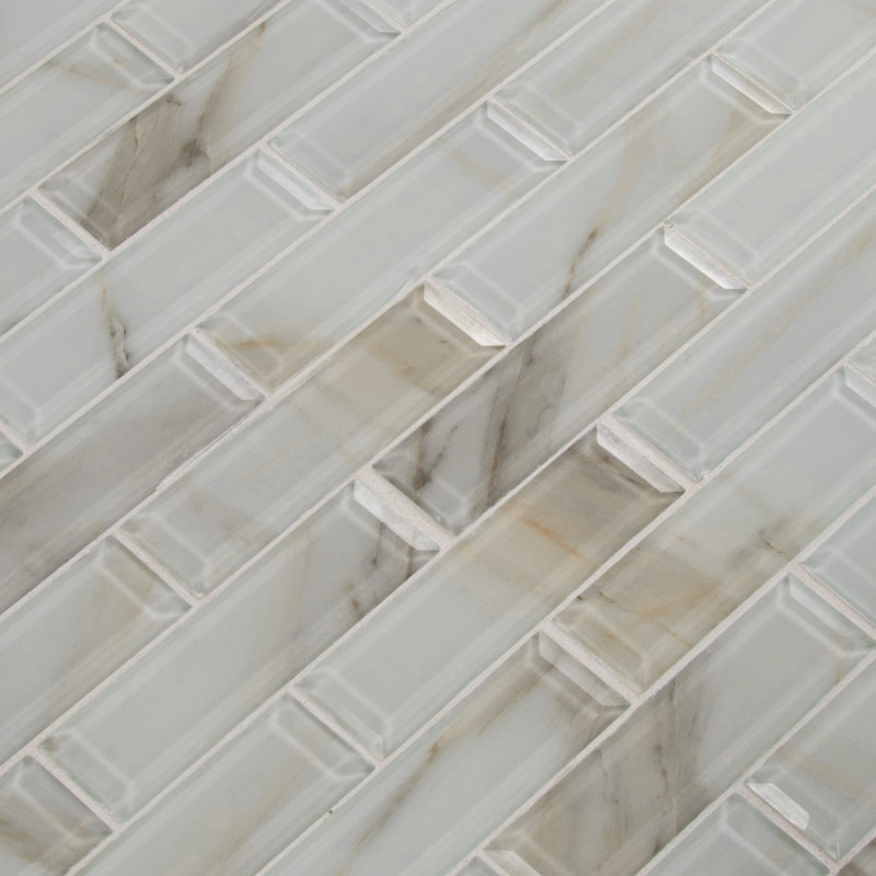 Subway 12 in. x 12 in. Glossy Glass Mosaic Wall Tile, Linen Glow