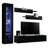 Wabasso 85" Modern Floating Wall Mounted Entertainment Center with 16-Color LED Lighting, High Gloss Finish-1539783138