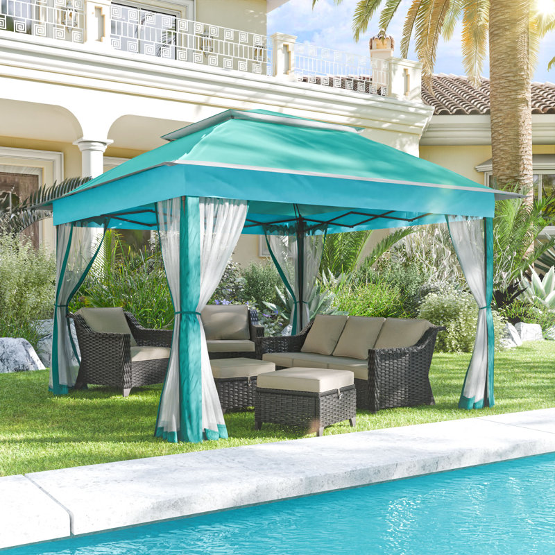 11 Ft. W x 11 Ft. D Steel Pop-up Gazebo, Turquoise