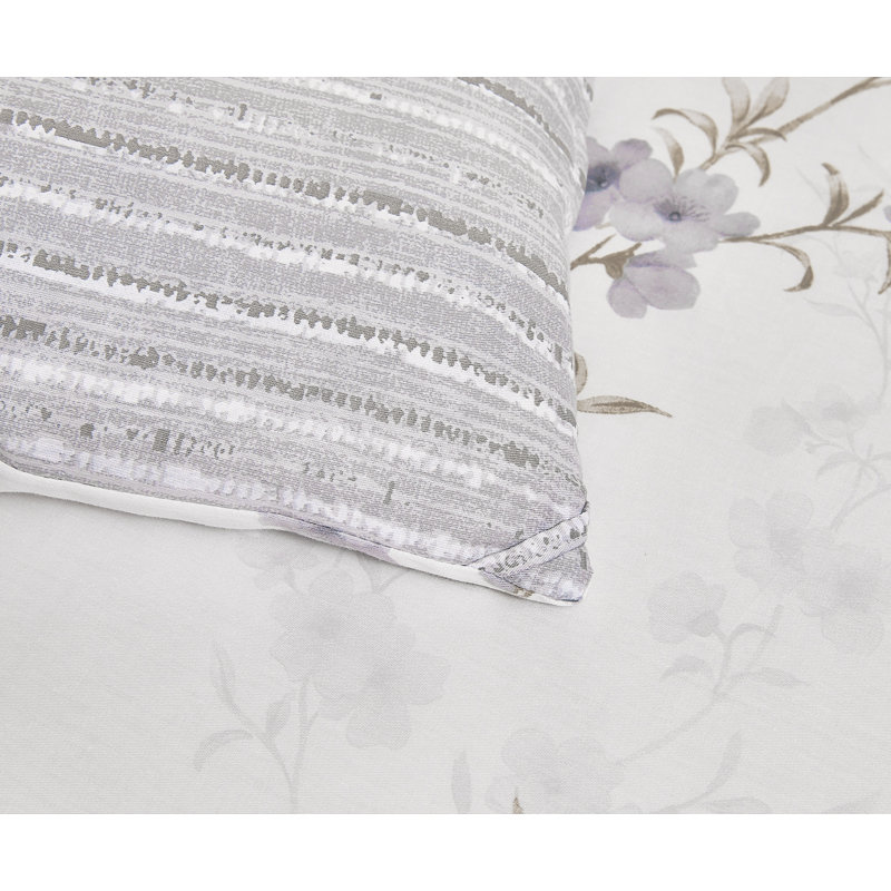 SLEEPBELLA Comforter, 600 Thread Count Cotton Comforter Sets, Down Alternative Bedding Set 3Pcs, Queen, Purple Botanical