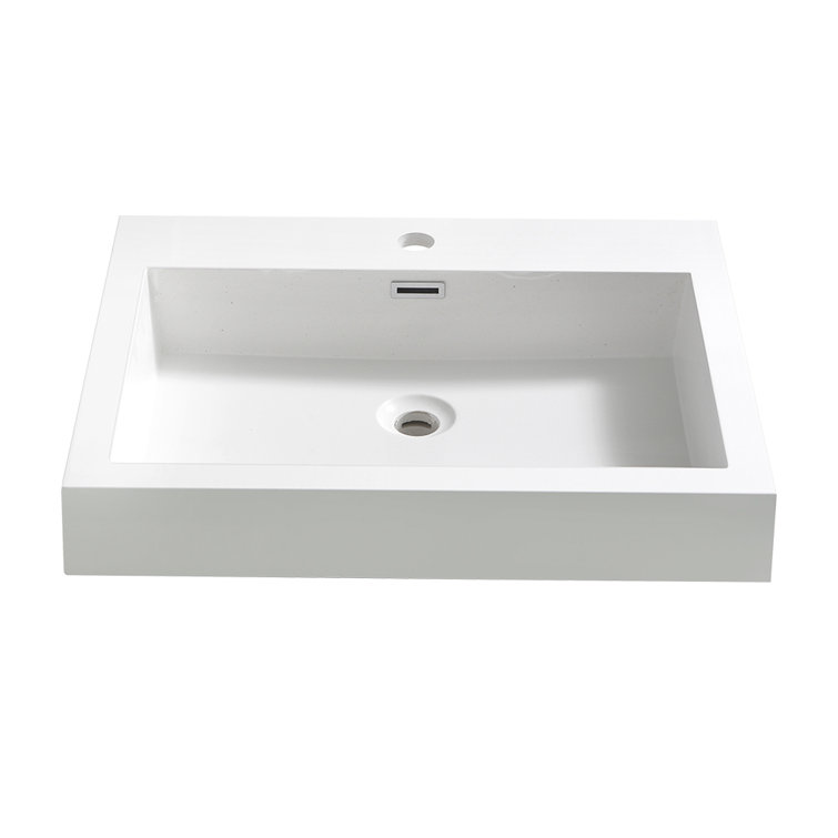 Alto Acrylic Rectangular Drop-In Bathroom Sink with Overflow