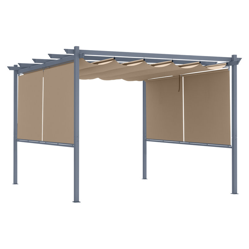 Pergola en aluminium avec auvent Aoodor, Brun, Bordure de jardin x 10 pi,