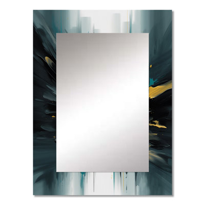 Yellow And Green Essence Of Modernity I - Geometric Mirror, Yellow Unique Wall Mirror, Printed Metal Art