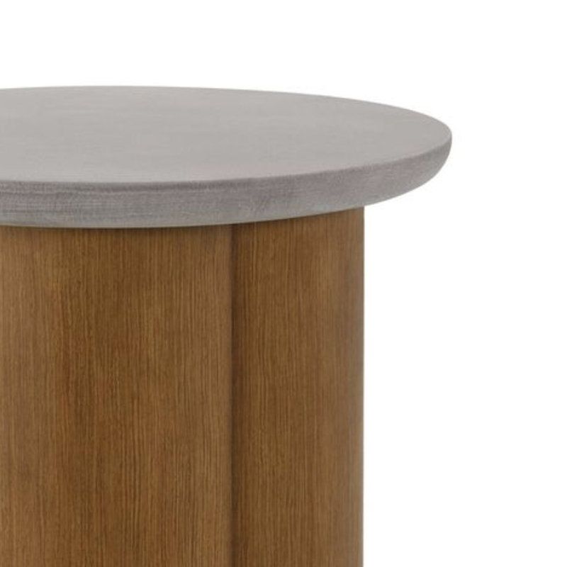 Table de bout en faux béton et finition noyer
