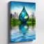 Reproduction d'art sur toile, "Paysage surréel et vibrant" avec une représentation stylisée de la Terre nichée dans une forme de goutte d'eau-753345932
