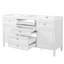 Meuble-lavabo moderne de 59,1 po avec lavabo en résine, armoire avec 3 tiroirs et 2 portes, tablette réglable, support de rangement monté sur porte, mécanisme de fermeture en douceur, autoportant