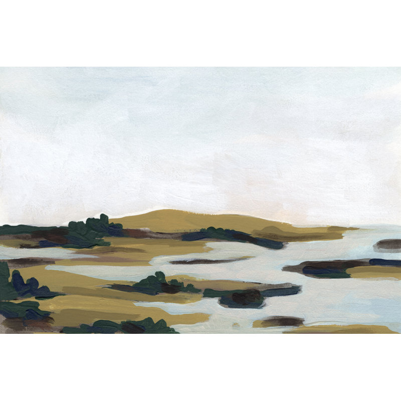 Wooded Inlet I - Painting, 81 cm H x 122 cm W, Black Floater Framed