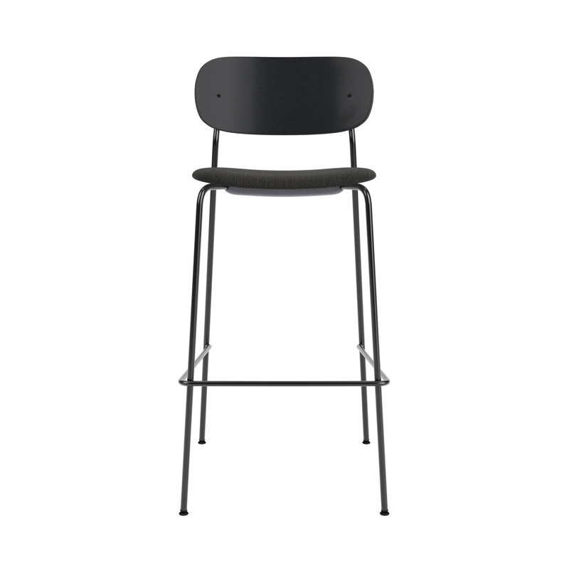 Co 30.91" Bar Chair, Black Wool, Black