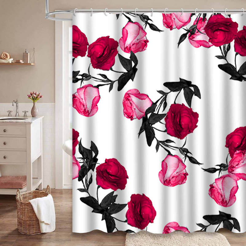 Bouquet de fleurs, tissu à la mode, motif géométrique, rose, beauté d'automne avec 12 crochets, L 72 po x l 72 po