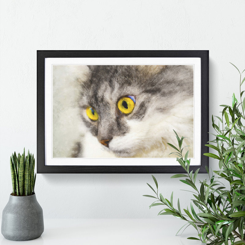 Portrait of a Cat Vol.8 - Picture Frame Painting, Black Framed, 48cm H x 65cm W x 2cm D