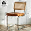 Ensemble de 2 chaises de salle à manger en similicuir brun en rotin, chaises de salle à manger modernes en bois de style Mid-Century, chaise de cuisine canne à dossier en filet, chaises Cesca Design avec pieds chromés en métal-2028437248-2029775400