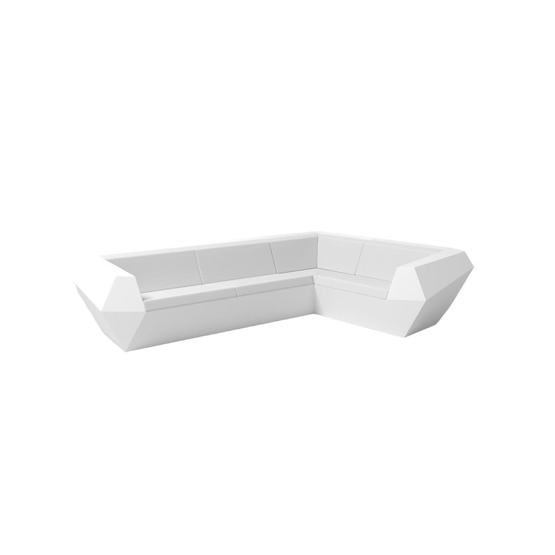 Pixel 119.25" Wide Outdoor U-Shaped Patio Sectional with Cushions, White, White