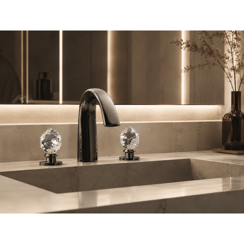 Swarovski Crystal Widespread Bathroom Faucet, Polished Gold