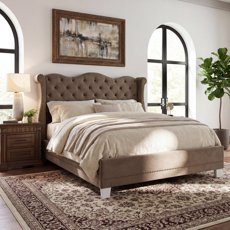 Lit plateforme tapissier Garrison Modern