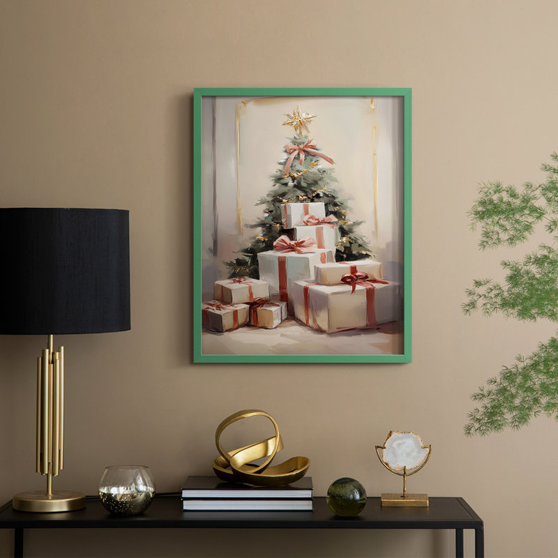 «Christmas Holiday Art», série 2-XXXVI, reproduction encadrée - bois massif, H 15 po x l 12 po, Vert