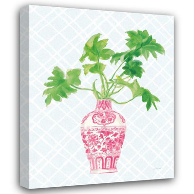 Red Barrel Studio® Nai, Danhui Gallery Wrapped Canvas Art Titled: Palm Chinoiserie III Pink