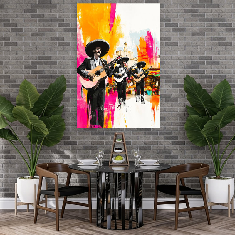 Vibrant Mariachi Street Music Colorful Traditional Vibrant City Wall Art Print 1 Piece Wrapped Canvas Wall Art
