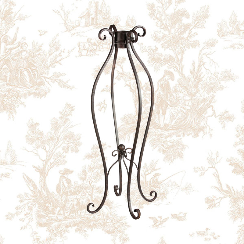 Elegant Black Iron Curlicue Gazing Ball Stand