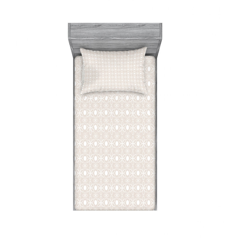 Ensemble de draps fleurs et pois, Ensemble de draps pour lit simple avec drap-housse