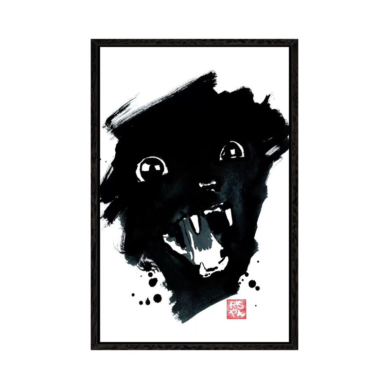 Screaming Cat by Péchane - Print on Canvas, Black Framed, 66.04 cm H x 45.72 cm W