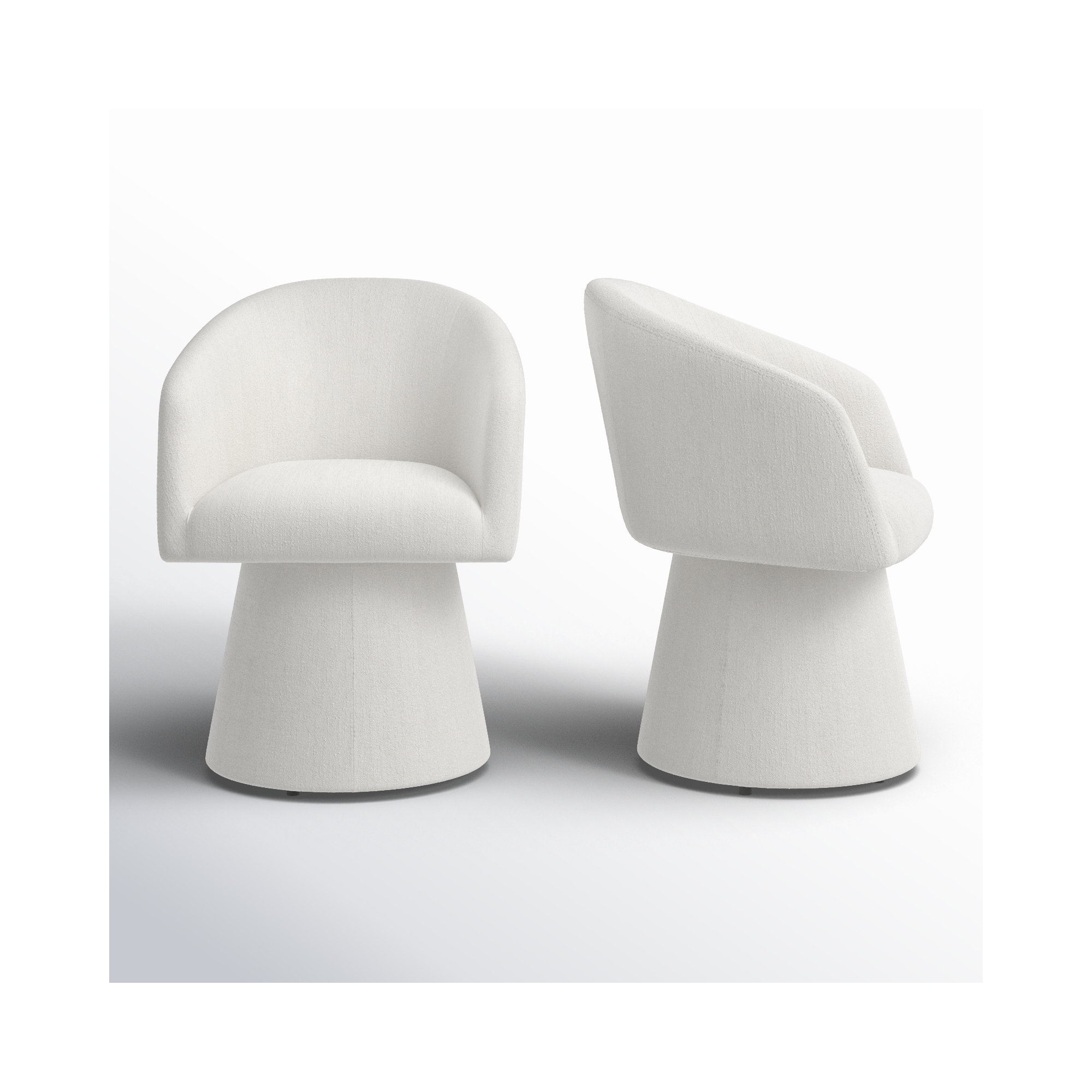 Kyo Chenille Upholstered Barrel Chair (Set of 2), Mellow Ivory Chenille
