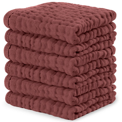 Comfy Cubs Muslin Baby Washcloths - Soft 6-Layer Cotton Wash Cloths for Sensitive Skin - 10"x10" Large, Gentle, Absorbent Infant Essentials