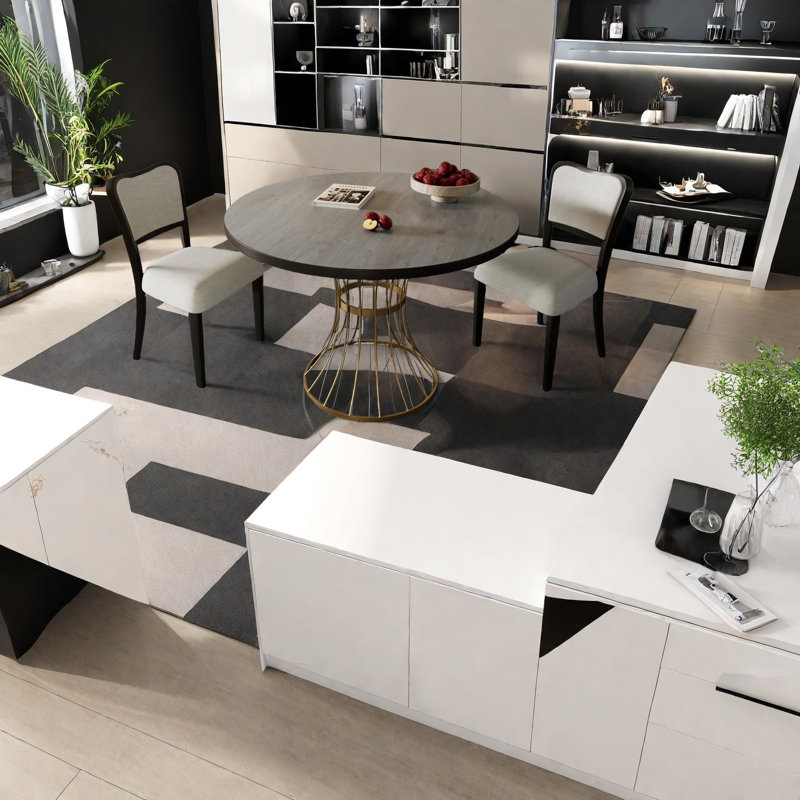 Ensembles de table de salle à manger peu encombrants avec placage massif et style rustique pour la cuisine