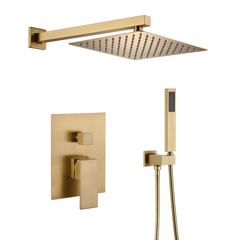Calder 2 Functions Wall Mounted Square Shower System in Brushed Gold