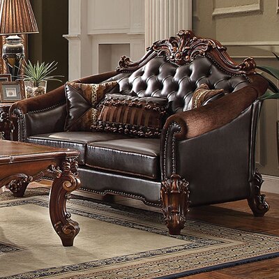 Leedom 67"" Faux Leather Rolled Arm Loveseat -  Astoria Grand, 642D2867FF1F4A63BDB4DFF6E84C4788