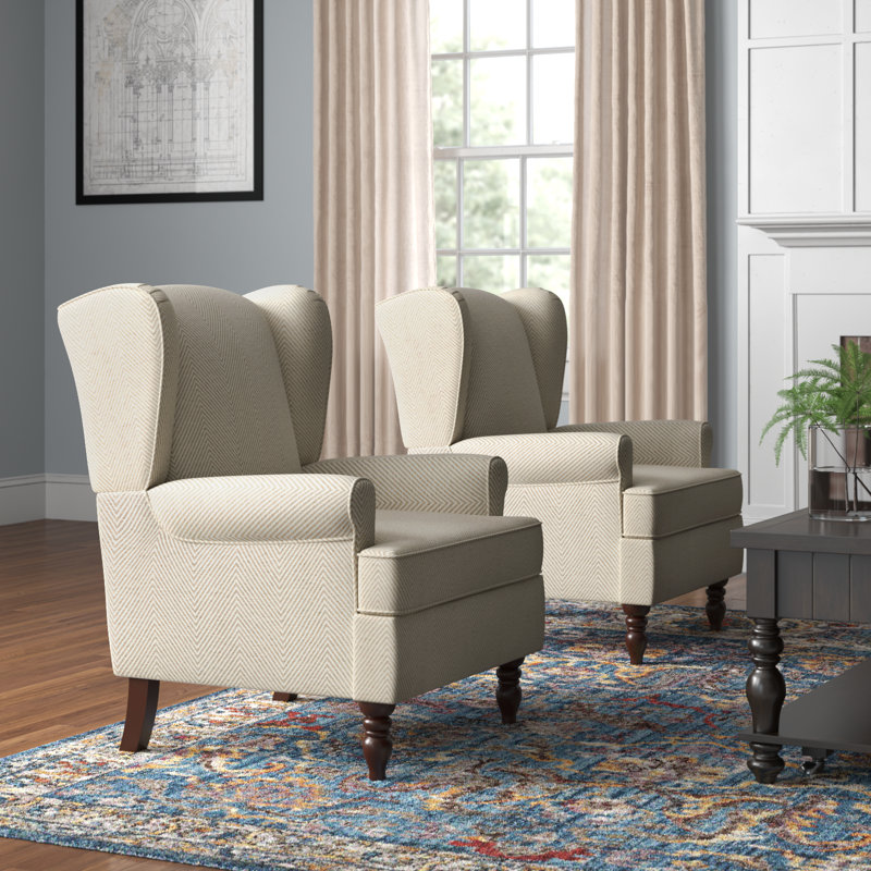 Fauteuil à oreilles 29 po Anayat, Mélange de polyester brun clair
