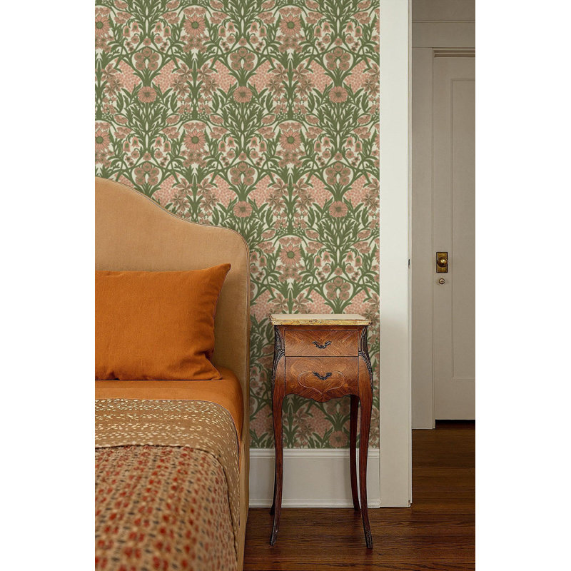 Wild Meadow - Wallpaper, Sage Pink, Premium Paper, Non-Pasted