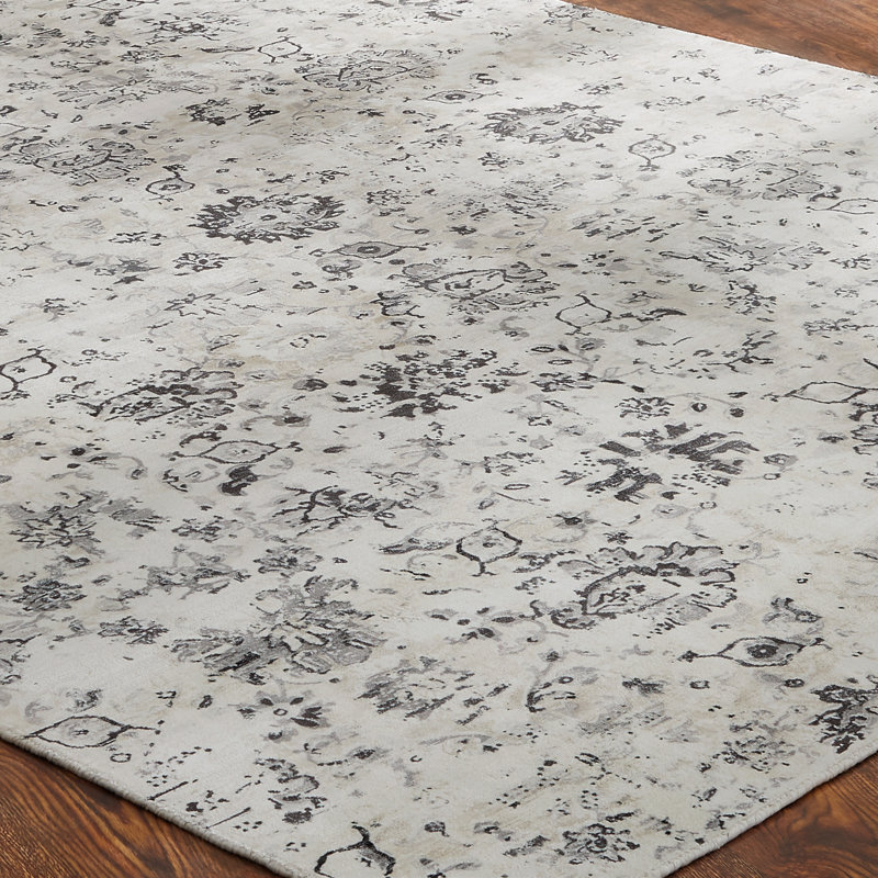 Rosemarie Hand Woven Silk Abstract Area Rug, Rectangle 2' x 3'
