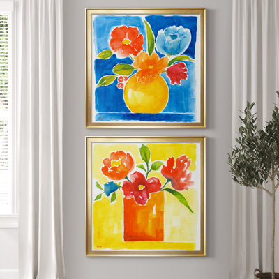 «Sunny Day Bouquet I», ensemble de 2 reproductions d'art sur toile tendue