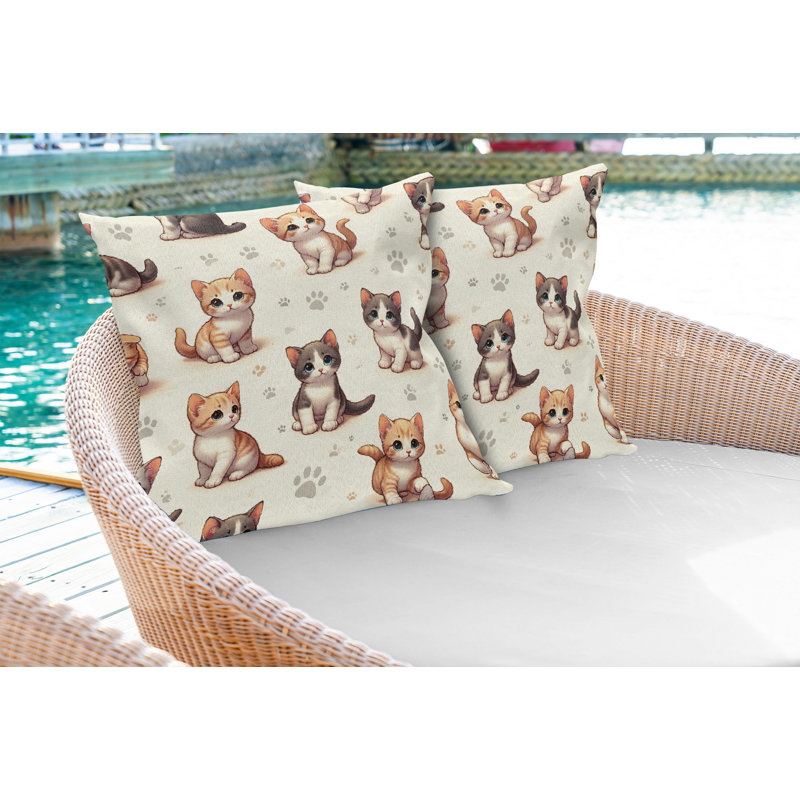 Ensemble de 2 housses de coussin pour chat Ambesonne ivoire abricot et gris foncé, H 16 po x l 36 po, Rectangle