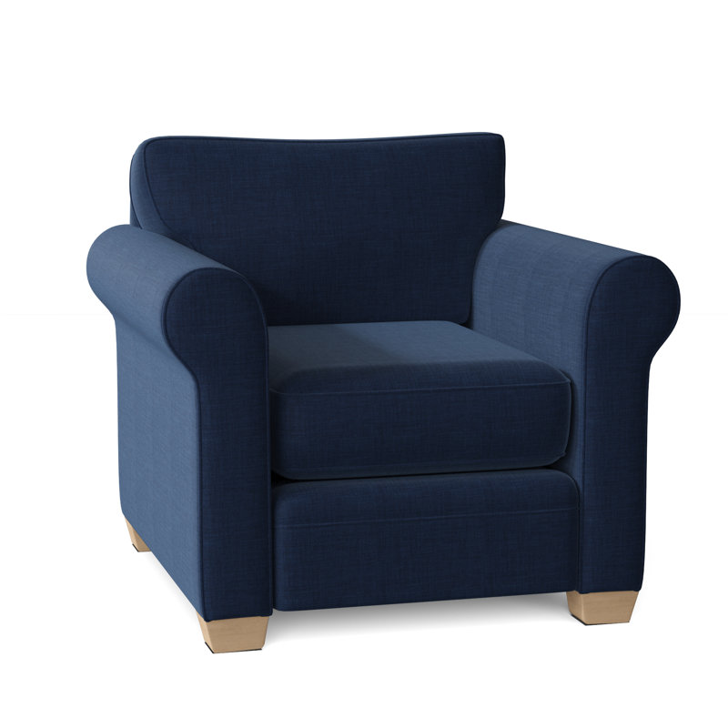 Quaker Upholstered Armchair, Unfinished, Bennett Indigo