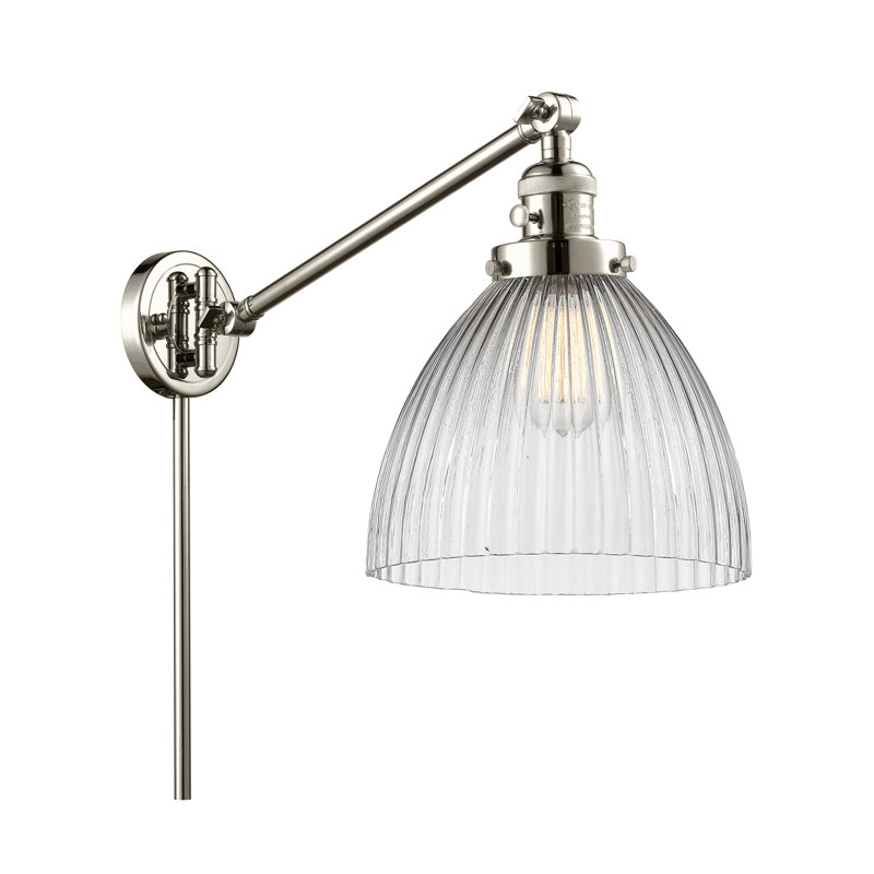 Bras pivotant à 1 lumière à intensité variable Tallulah, Ampoule incandescente rétro de 60 watts, Nickel poli
