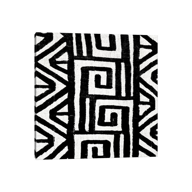 Mudcloth Black Geometric Design VIII by Ellie Roberts - Wrapped Canvas Painting, 30.48 cm H x 30.48 cm W
