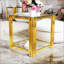 Table de bout moderne à miroir noir avec structure asymétrique en métal, tablette inférieure pour le salon, 19,9 po-1553819240