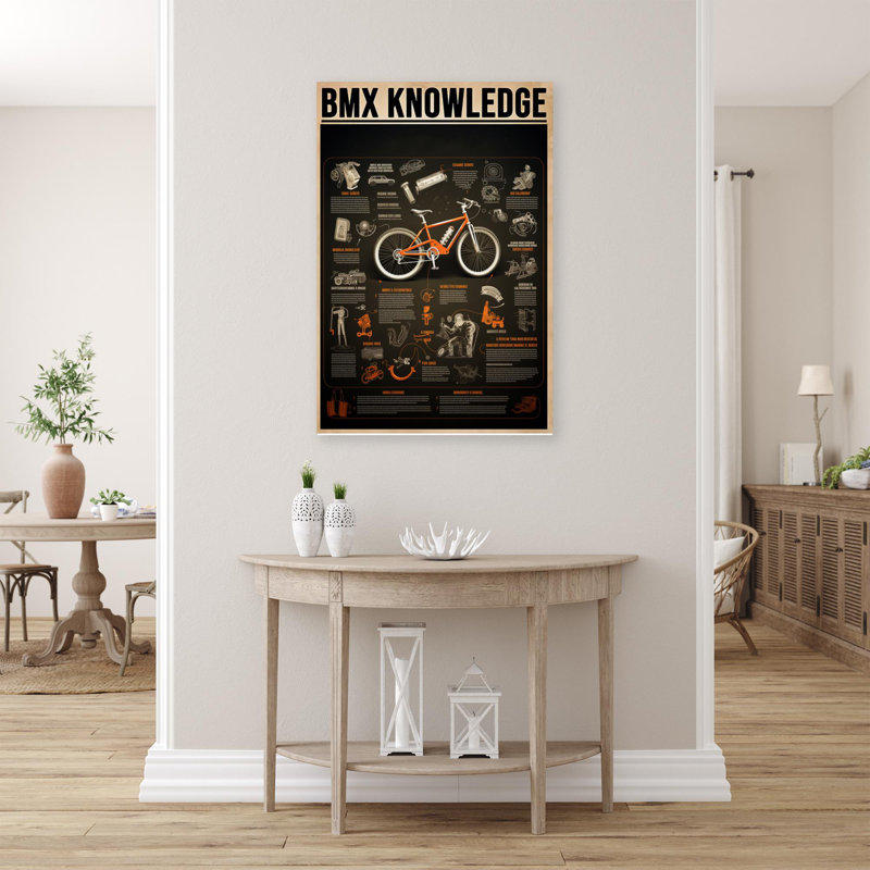 Bmx Connaissances - 1 pièce, reproduction d'art graphique sur toile tendue, H 36 po x l 24 po x P 1,25 po