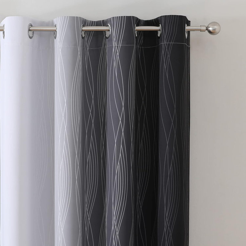 Blackout Curtain Pair, Black/Greyish White