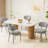 Sherpa Fabric Upholstered Dining Chairs Set With Backrest For Dining Room, Kitchen, Living Room, Includes 6 Chairs