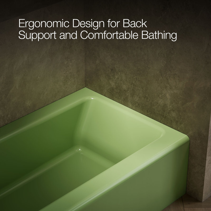 Bellwether® 60" x 30.25" Alcove Soaking Cast Iron Bathtub, Fresh Green, Left