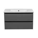Carlota 34'' Free Standing Single Bathroom Vanity with Ceramic Top with Mirror