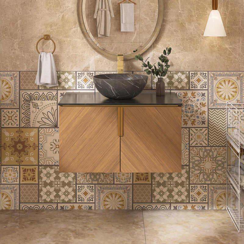 Meuble-lavabo mural simple 29,9 po avec plateau en marbre