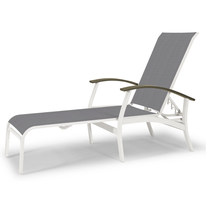 Chaise longue inclinable Askar, Neige texturée, Titane Sunbrella®, Bois de plage P40