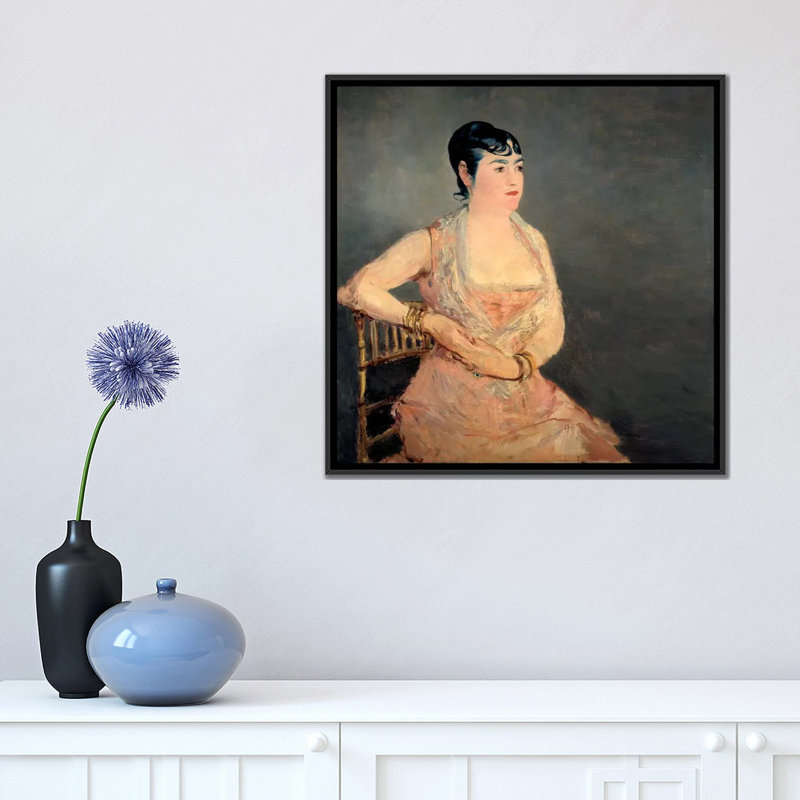 Reproduction d'art sur toile, "Lady" par Edward Manet, H 18 po x l 18 po x P 1,5 po, Toile encadrée noire, Pas de tapis