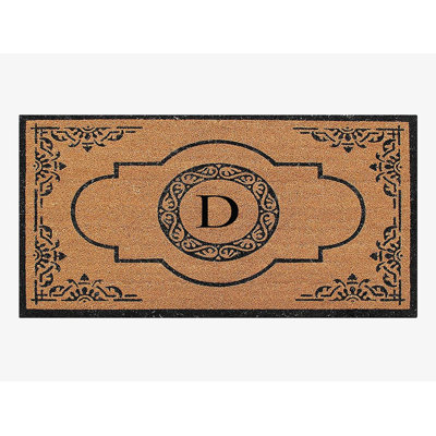 Issac Natural Coir and PVC Backing 36" X 72" Double Door Mat Outdoor Entrance Monogrammed Doormat 