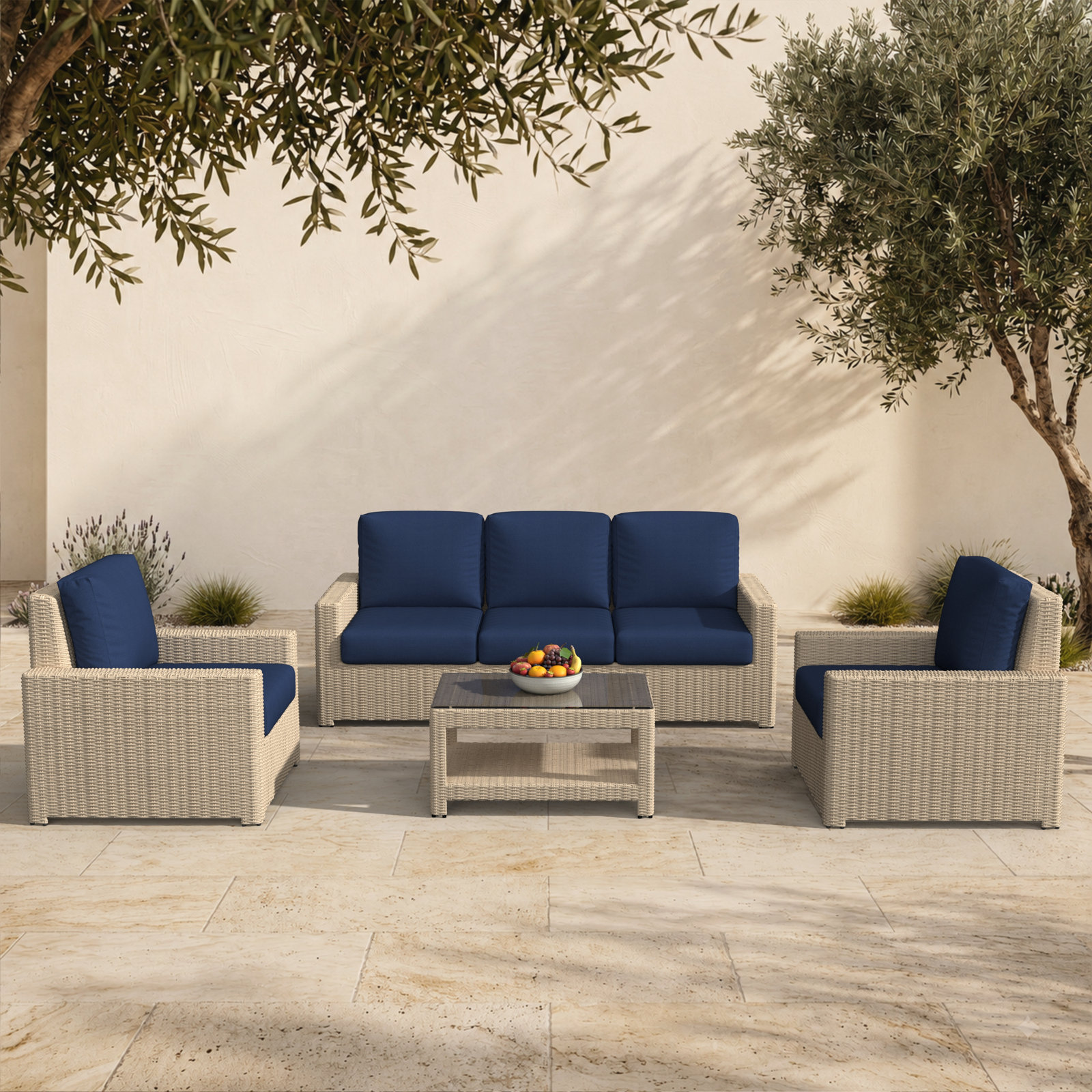 Henri 5-Person Sunbrella® Patio Seating Group, Sunbrella® Mira Bluebell