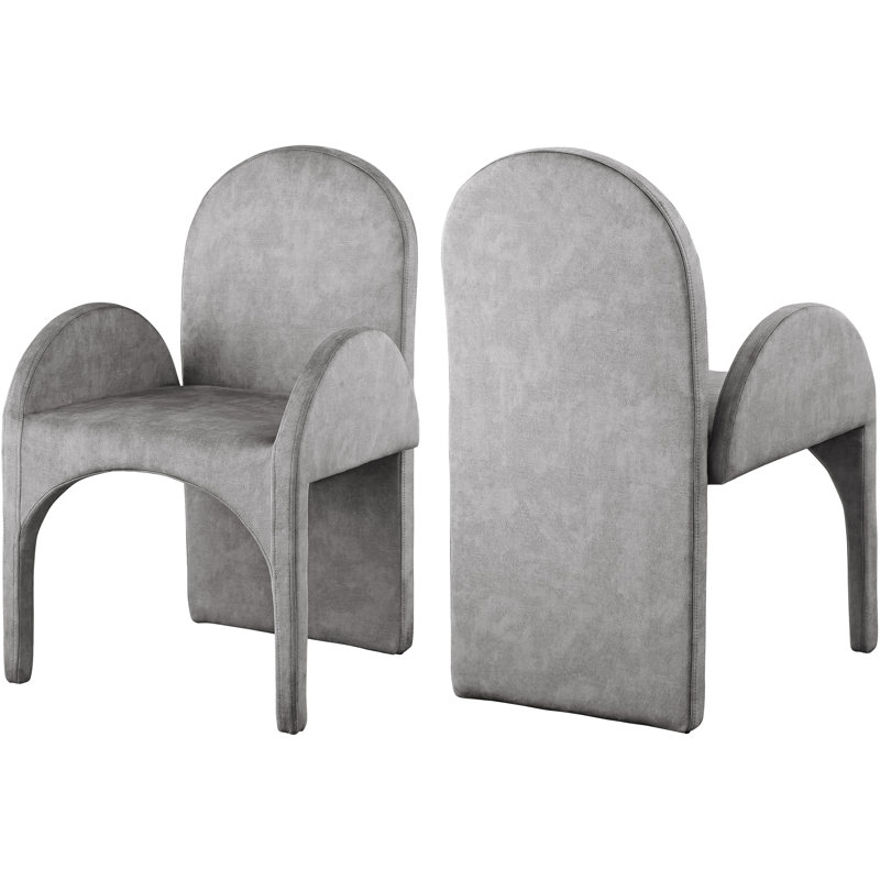 Caserta 18.5'' H Velvet Upholstered Armchair, Grey Velvet